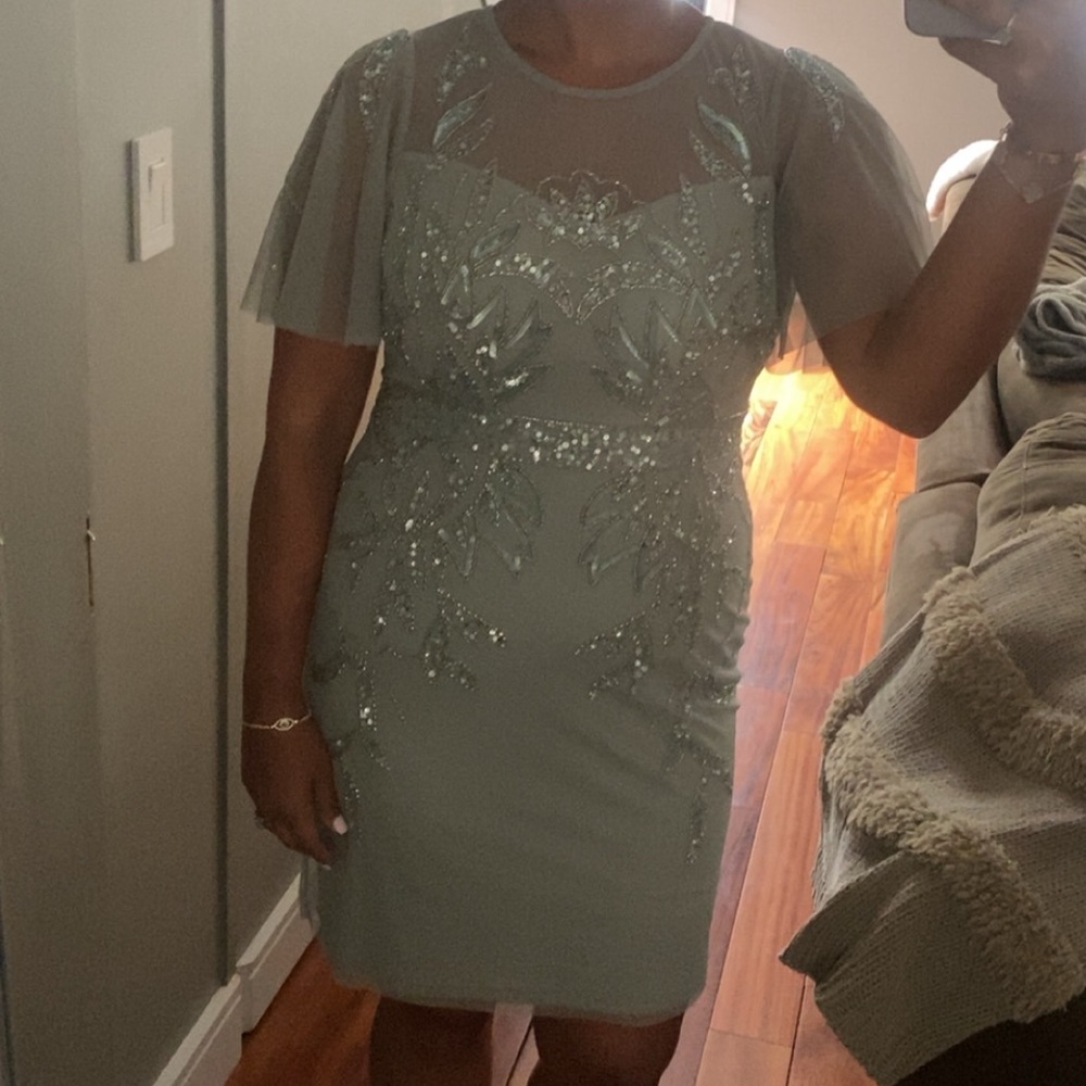 Mint green embellished cocktail dress